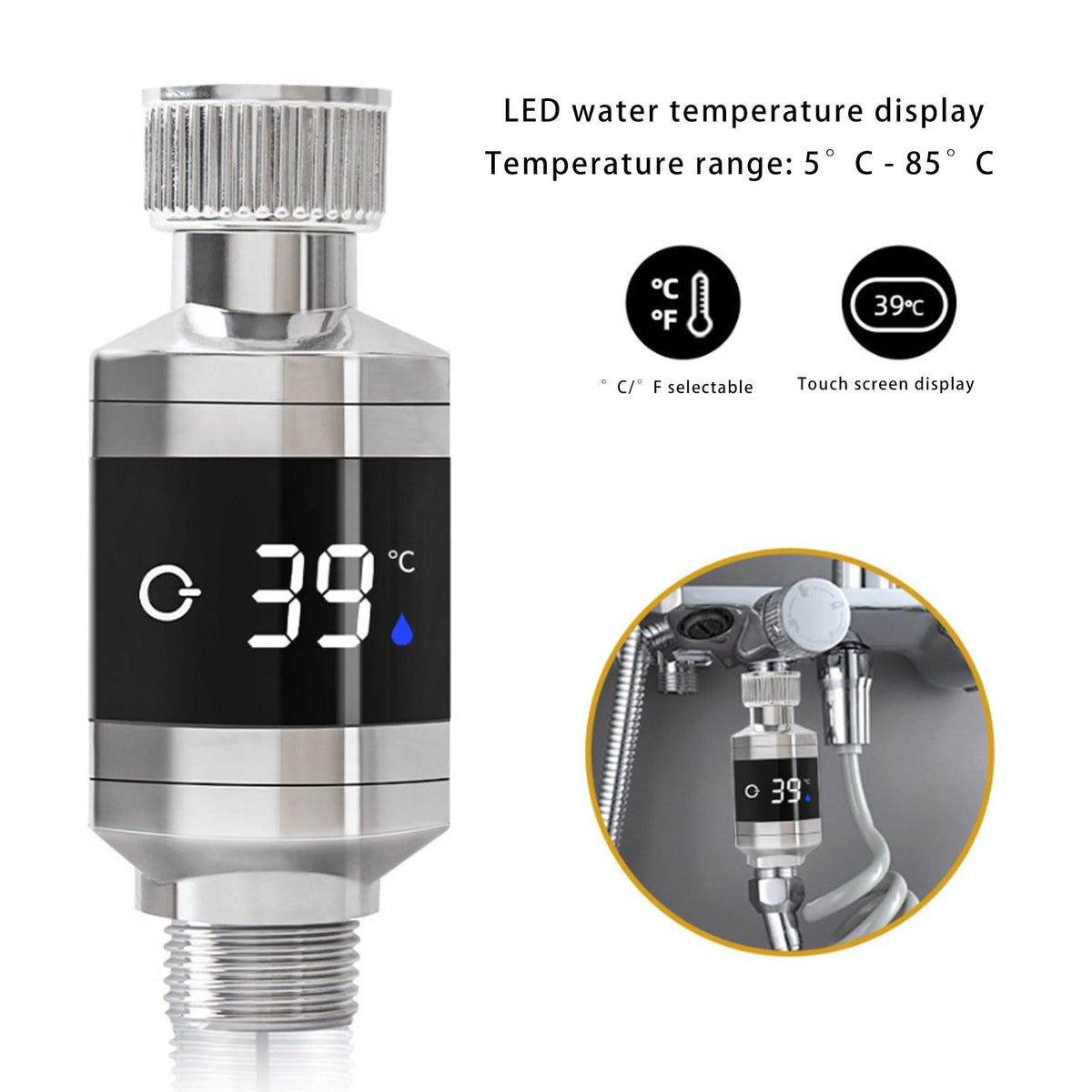 Digital Bathroom Thermometer for Hot Tubs and Shower Faucets