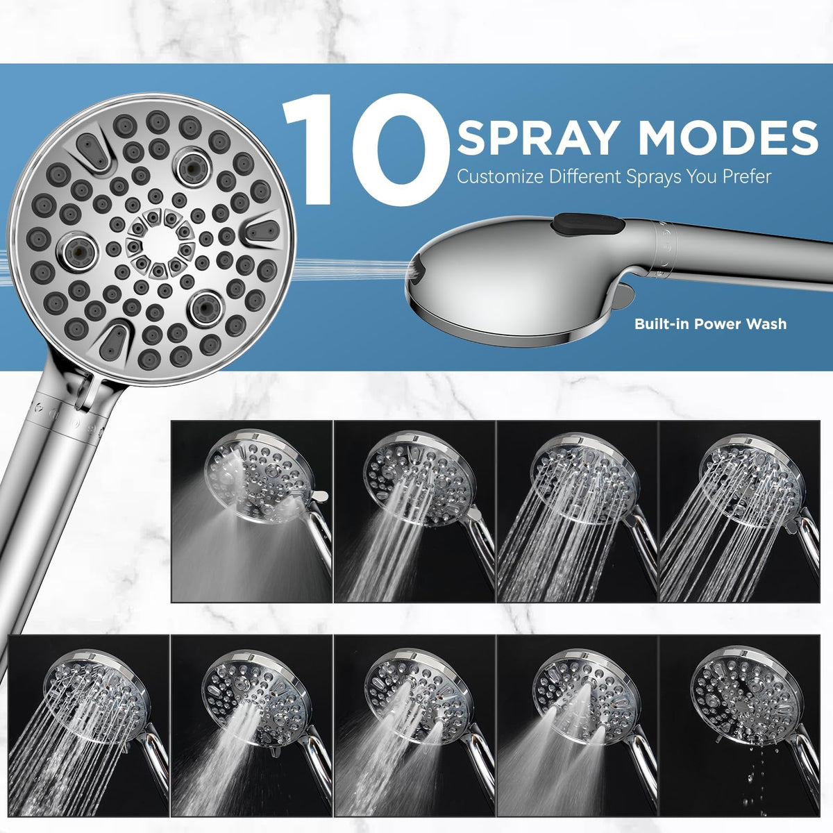 Dual Filtered Rain Shower Head Combo (Premium Chrome / 8 Inch Filtered)