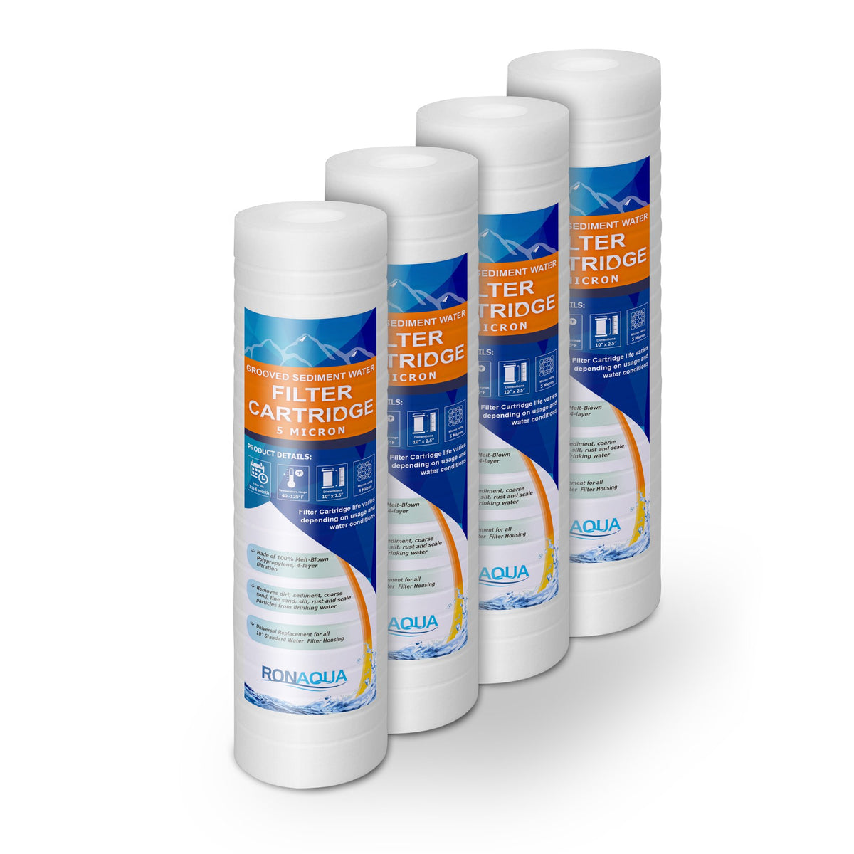Grooved Sediment Water Filter Cartridge by Ronaqua 10"x 2.5"