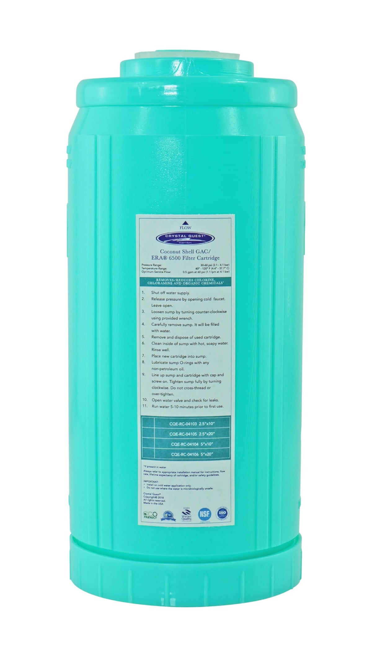 GAC Coconut Shell Water Filter Cartridge (GAC Coconut Shell / 4-5/8" x 9-3/4")