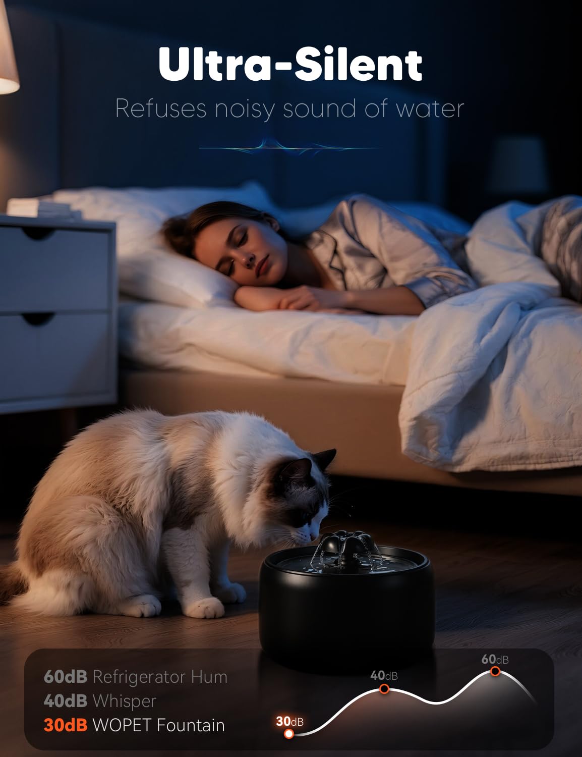 Premium Ceramic Cat Water Fountain W03 Lite