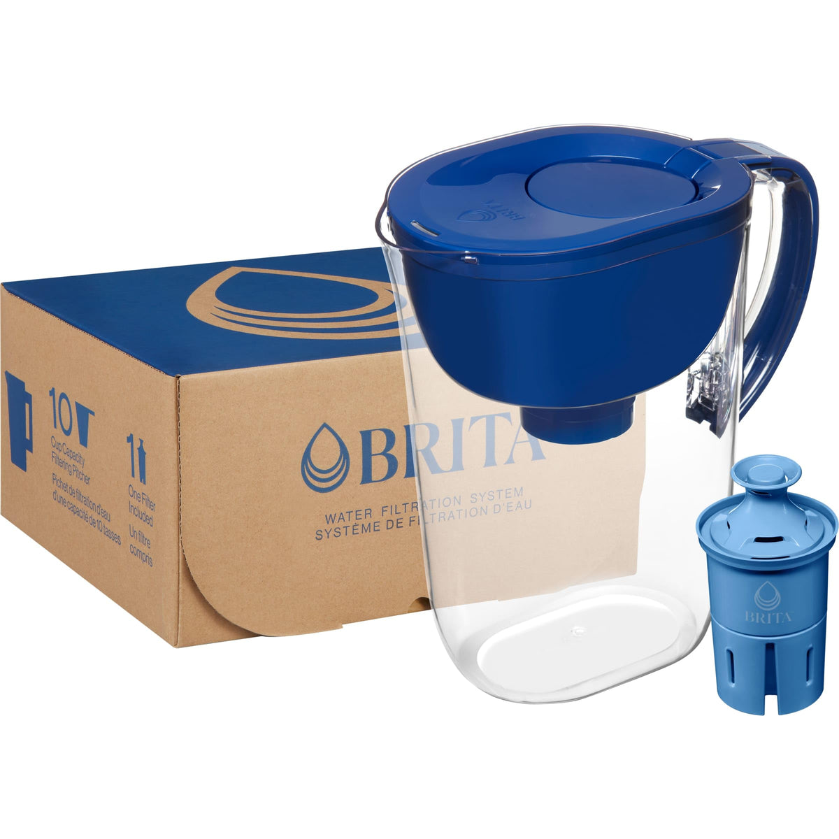 Large 10 Cup Water Pitcher Dispenser (Blue)