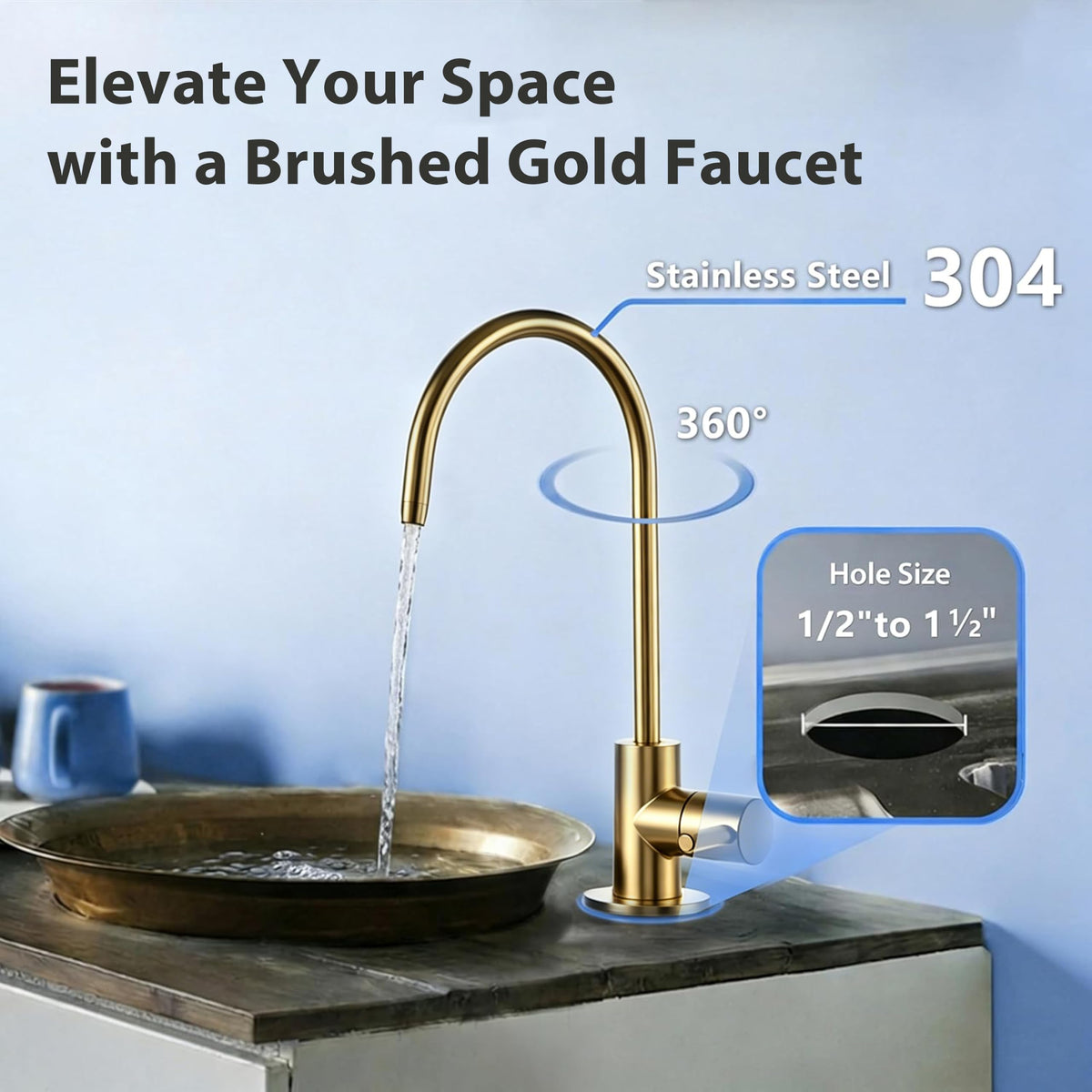RCC7AK-UV-GLD, 7-Stage Reverse Osmosis Water Filter System with Alkaline and UV Filter with Brushed Gold RO Faucet, Patented Top-Mounted Faucet Design for Easy Installation (Brushed Gold Faucet)