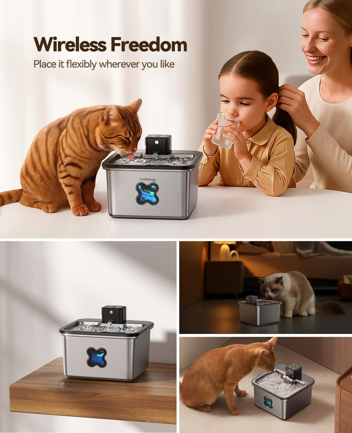 Cat Water Fountain Wireless + 6 Filters