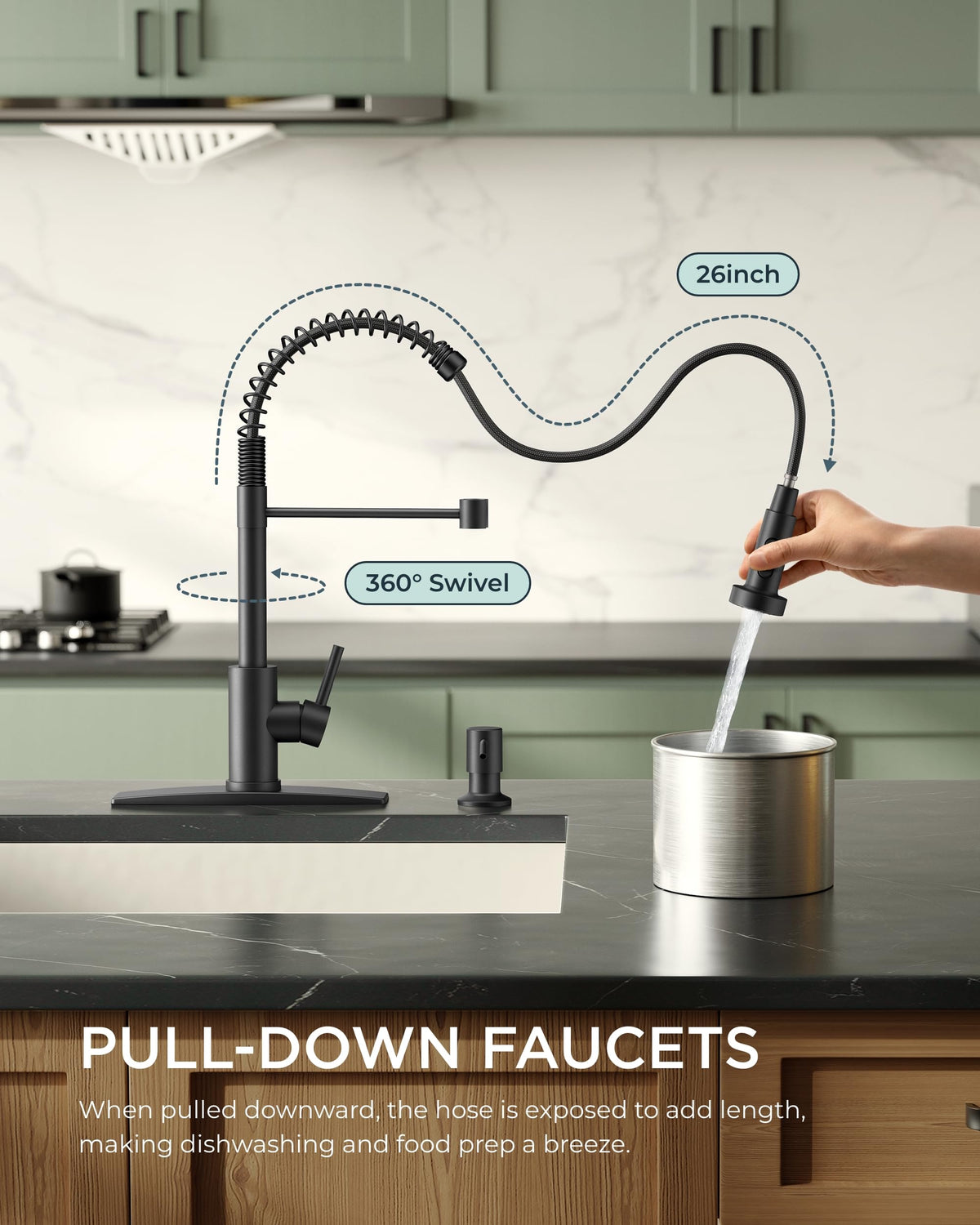 Black Kitchen Sink Faucet (Matte Black)