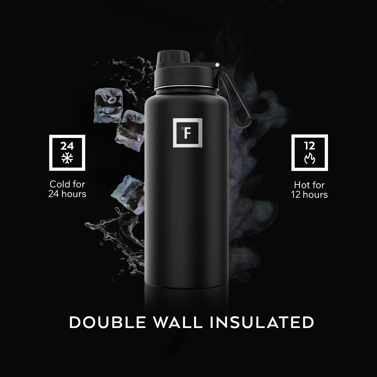 32 oz Wide Mouth Water Bottle with Spout (Midnight Black)