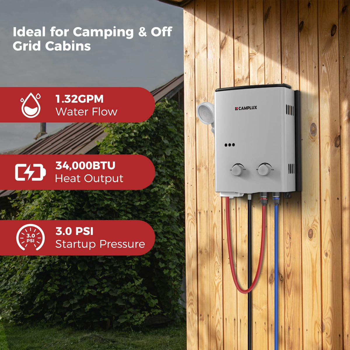 CAMPLUX 1.32 GPM Tankless Water Heater Portable
