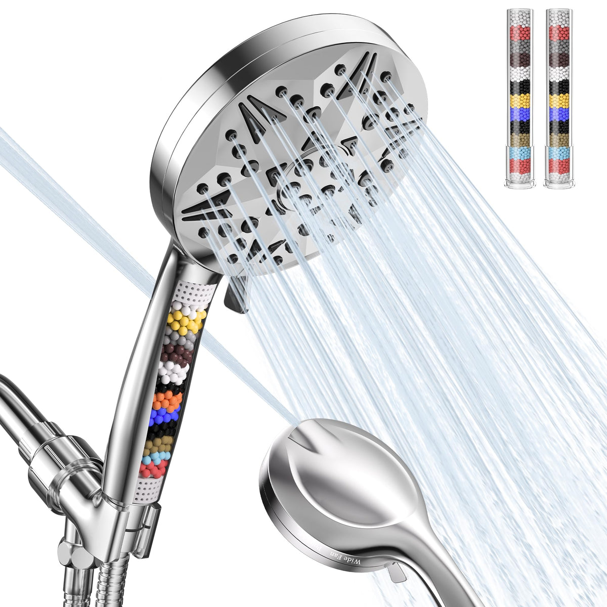 Filtered Shower Head With Handheld High Pressure 10 Spray Modes (3 Filters)