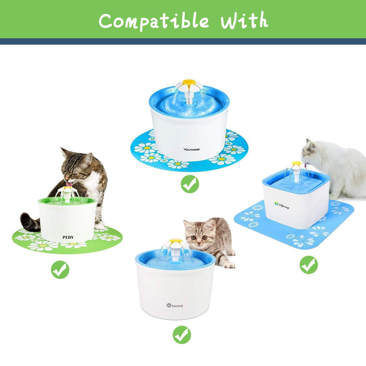 Rarloner 8 Pack Pet Fountain Filters for 1.6L Cat Water Fountain