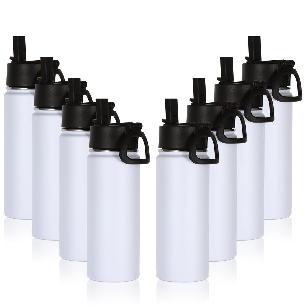 16oz Insulated Kids Water Bottle with Straw (White)