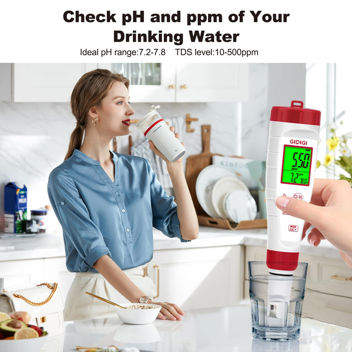 pH Tester Digital pH Meter for Water (4 in 1 pH Meter)