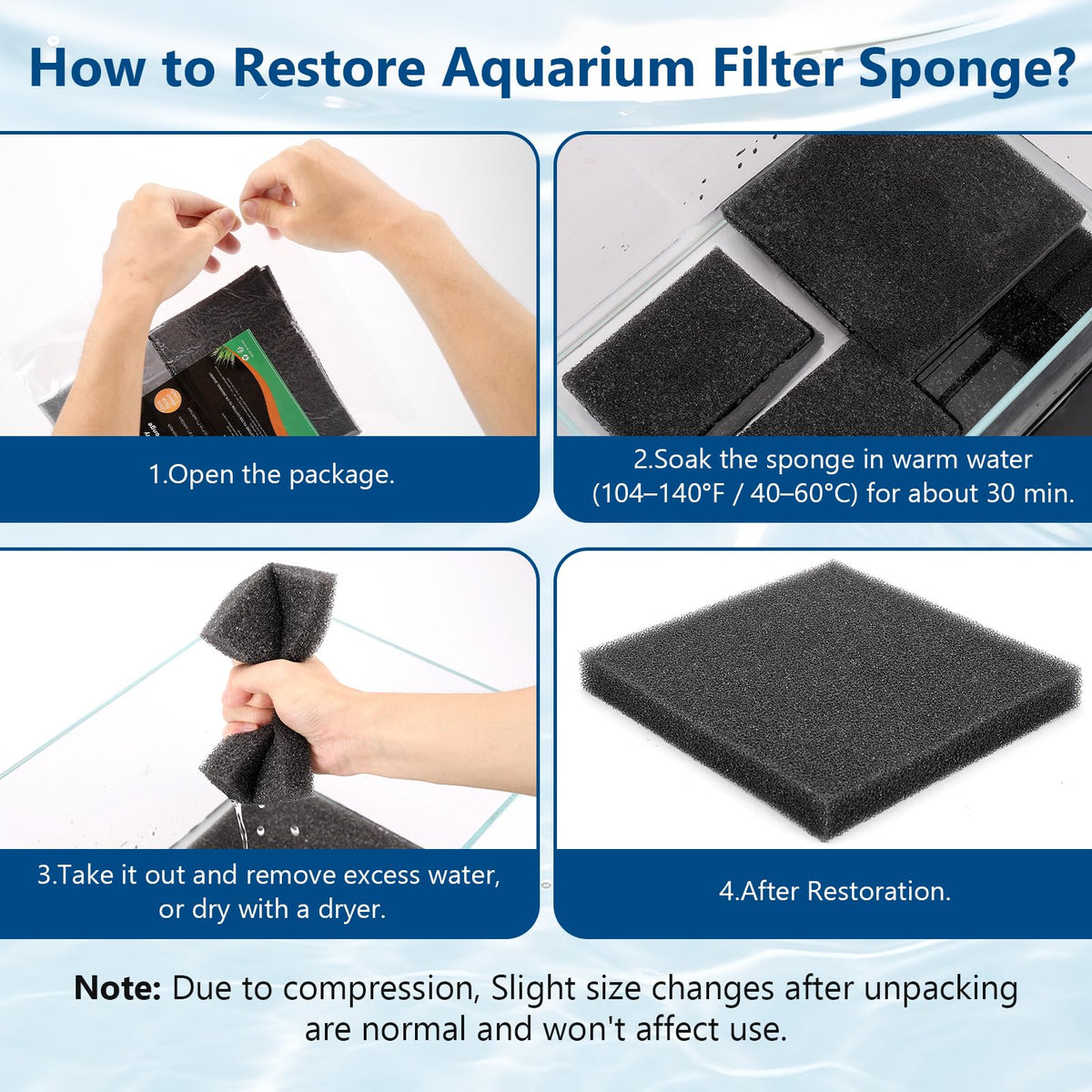 Aquarium Sponge Filter Pad (5.9*3.9*1 inch/4pcs)