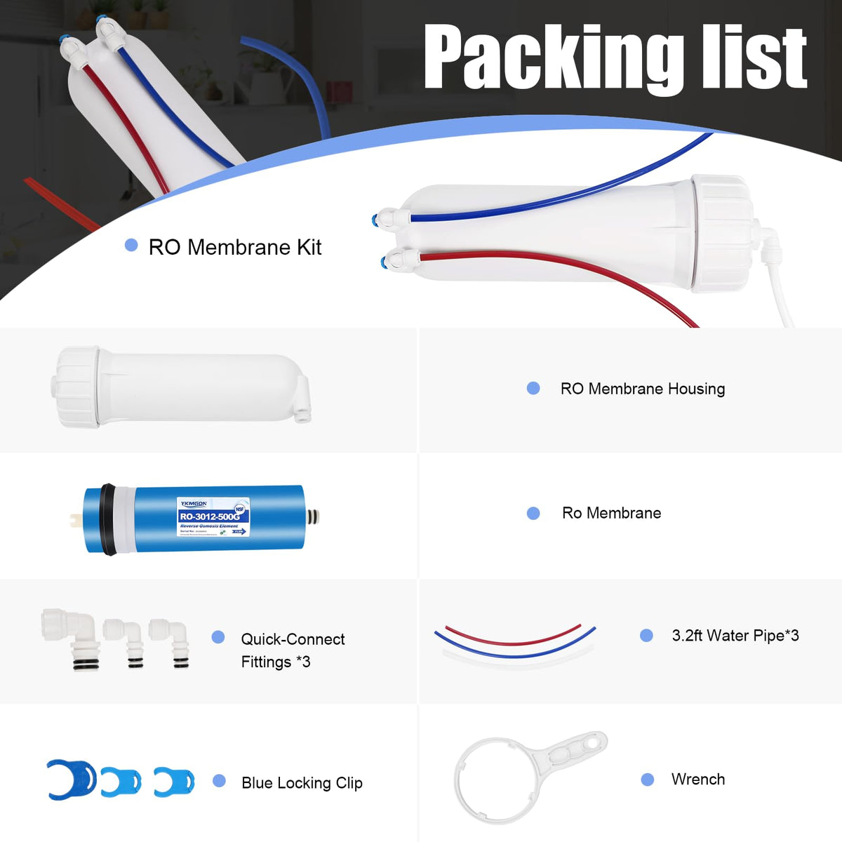 500GPD Reverse Osmosis Membrane Kit with Housing (500G / 1 PACK with housing)