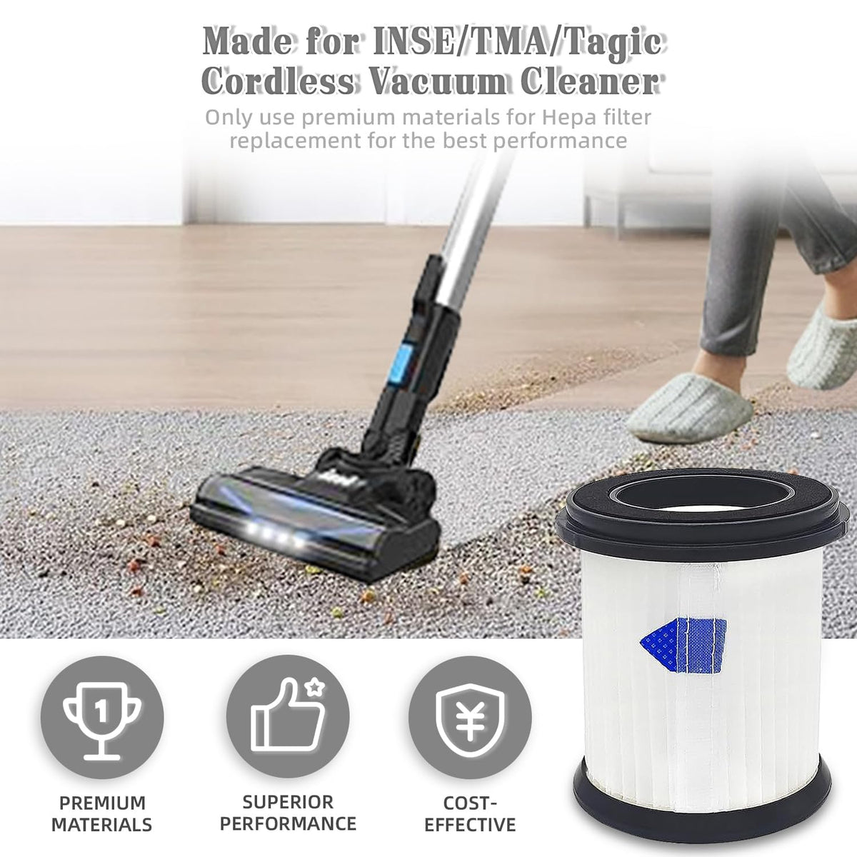 High Efficiency Filter Replacement for TMA T120 T121 T151 T150 T220 T210 T181 T180 T220 Cordless Vacuum Cleaner (HH-S6P-8+1)
