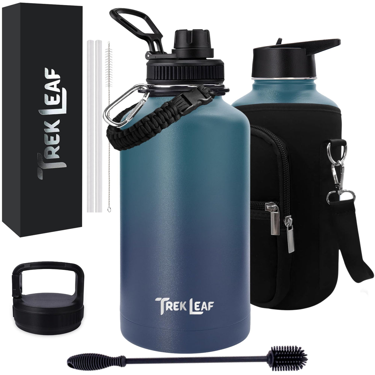 Travel Water Bottle with Carrying Bag (64 Ounces / Deep Water)