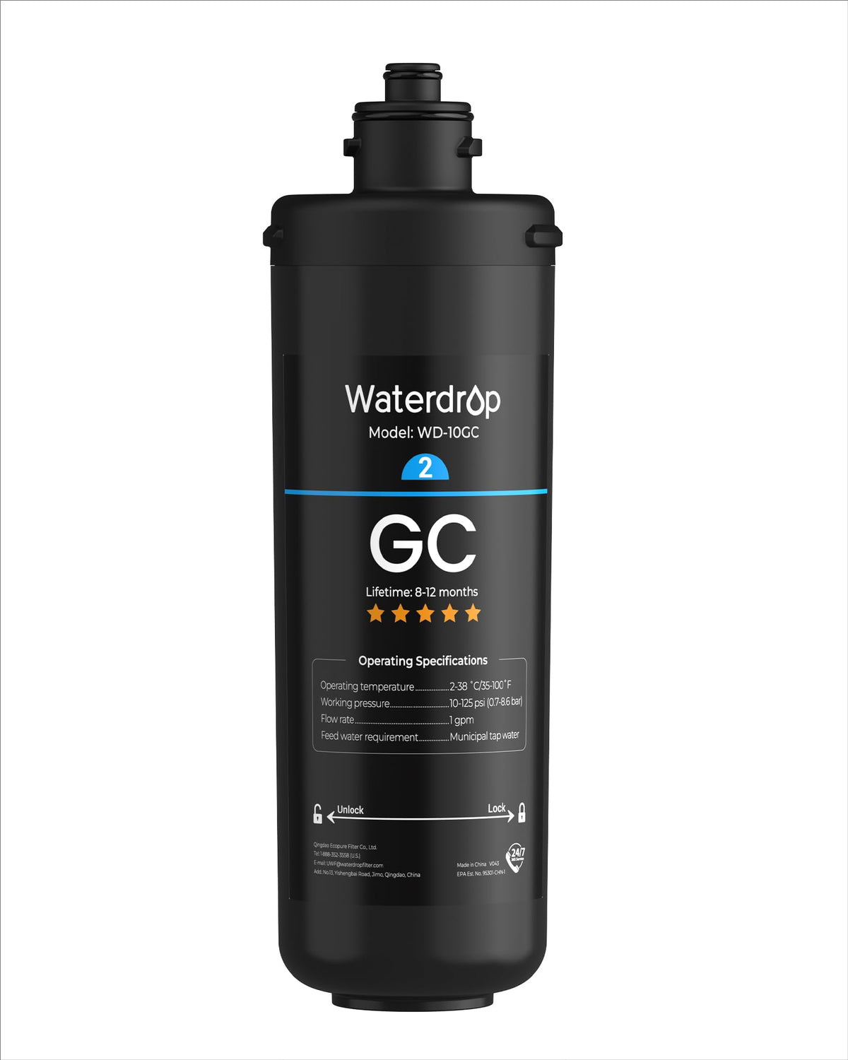 WD 10GC Water Filter Replacement for Waterdrop TSA & TSB 3 (Matte Black-10GC)