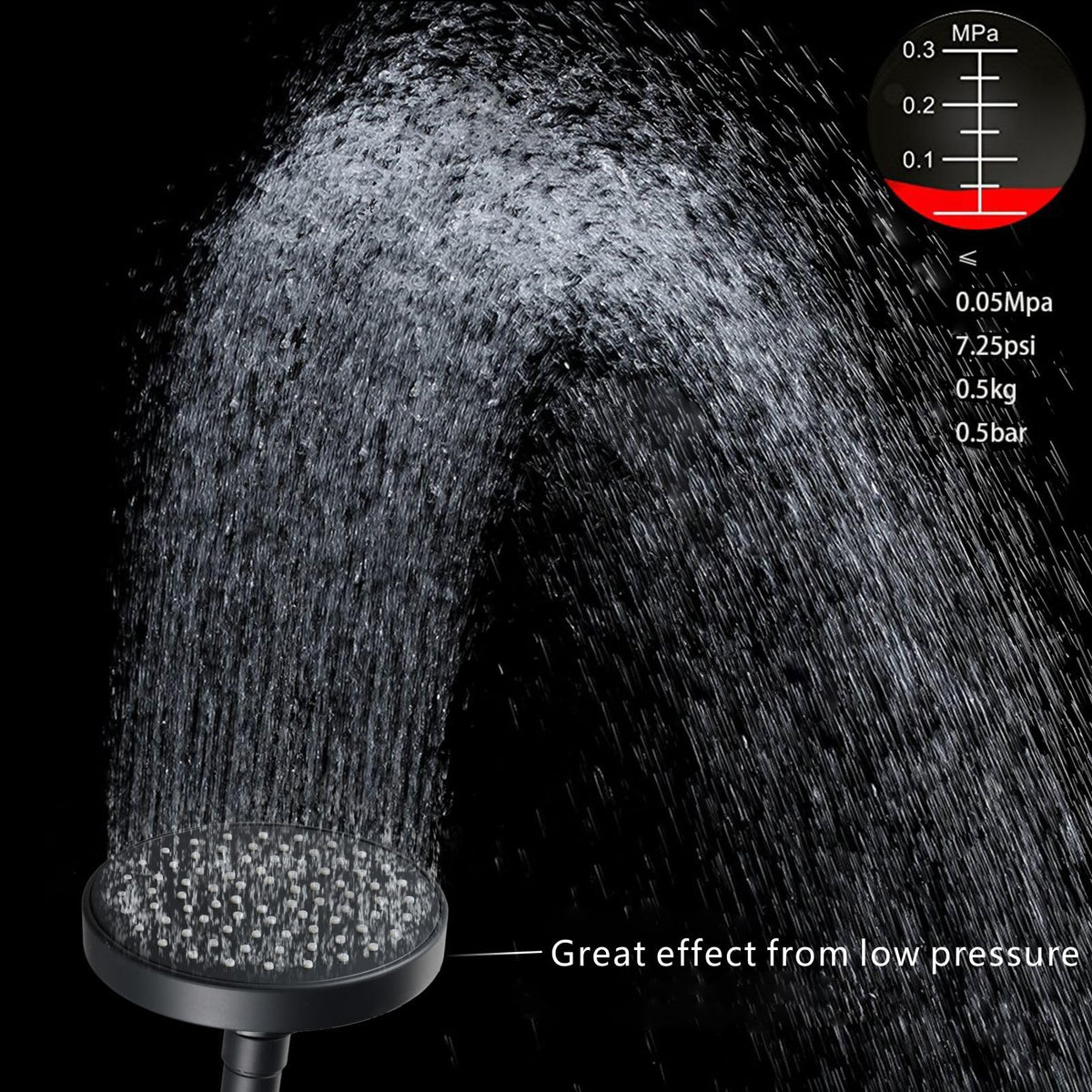 High Pressure Shower Head (1 Pack Black)