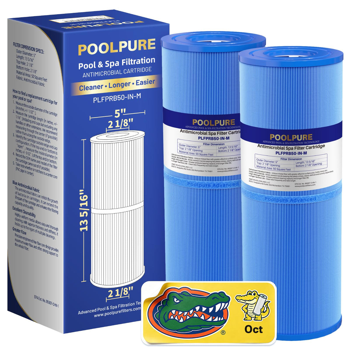 Antimicrobial Spa Filter Replacement for Pleatco PRB50 (Anti-Biofilm_2Pack)