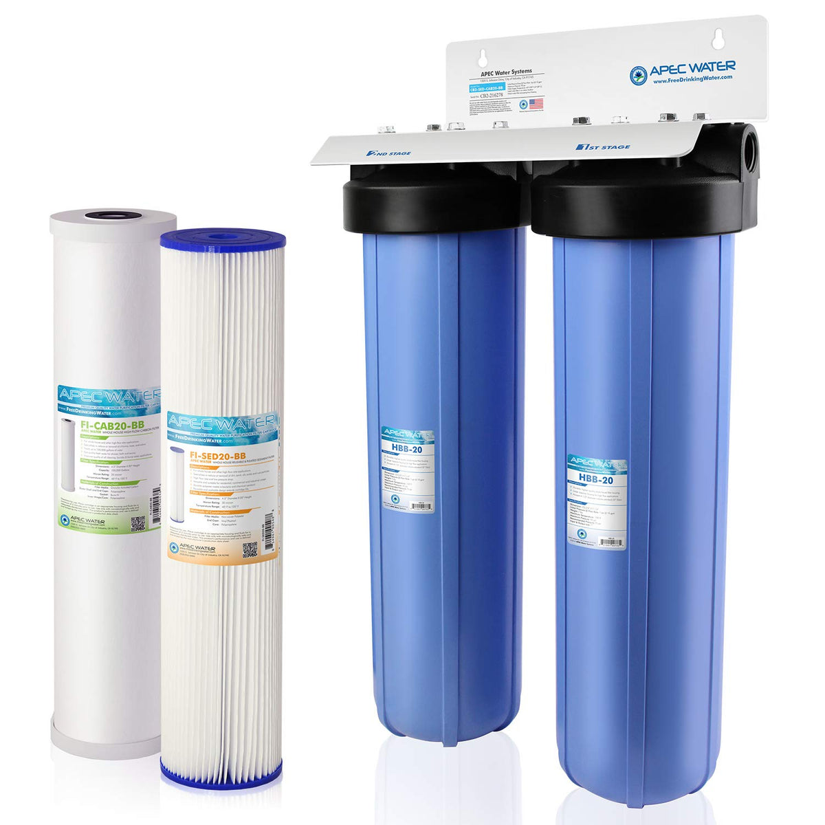 APEC 2 Stage Whole House Water Filter System with Sediment and Carbon Filters