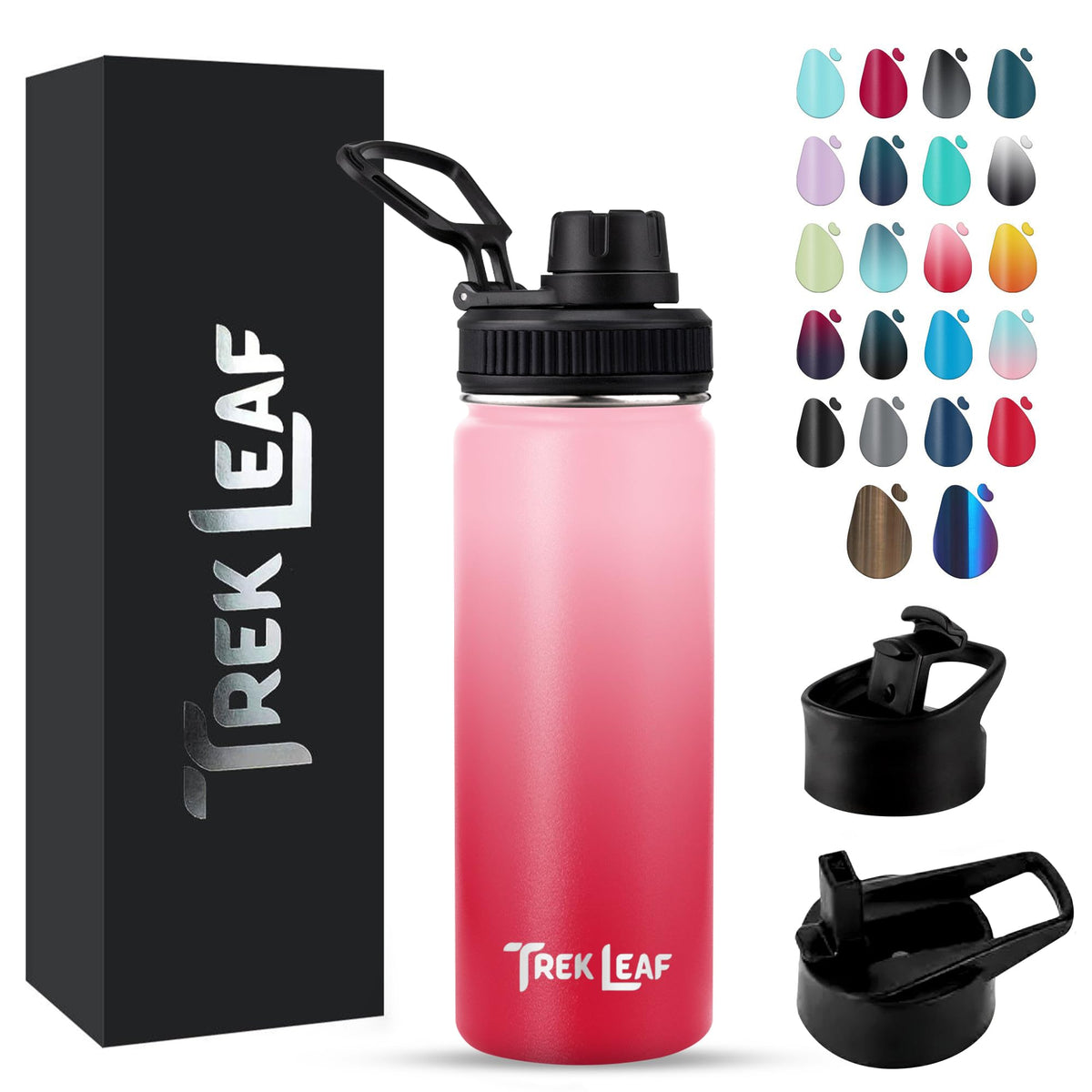 Travel Water Bottle with 3 Lids (18 Ounces / Blush)