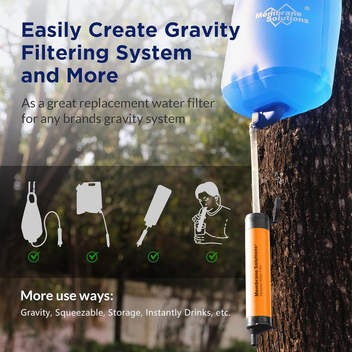 Personal Water Filter Straw S1 (1 Pack / Orange)