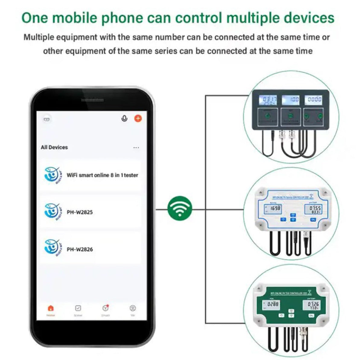 Smart Water Quality Meter 8 in 1 PH EC TDS Salt S.G CF ORP Temp Tester Real Time Transmission WiFi Connection Water Quality Detector Water Monitor