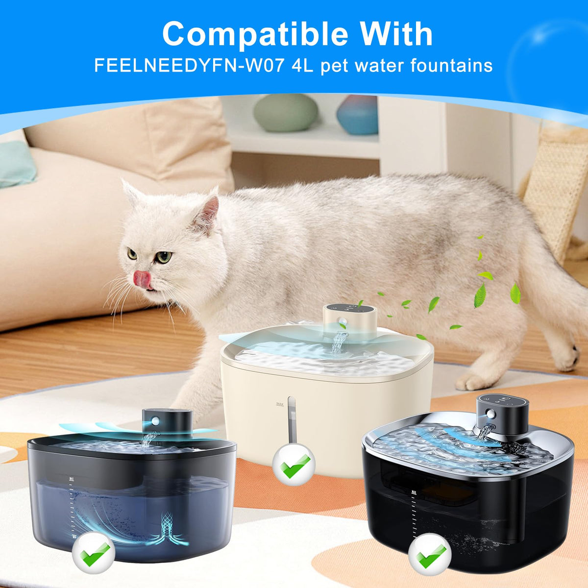 6+6PCS Cat Water Fountain Filter Compatible with FEELNEEDY FN