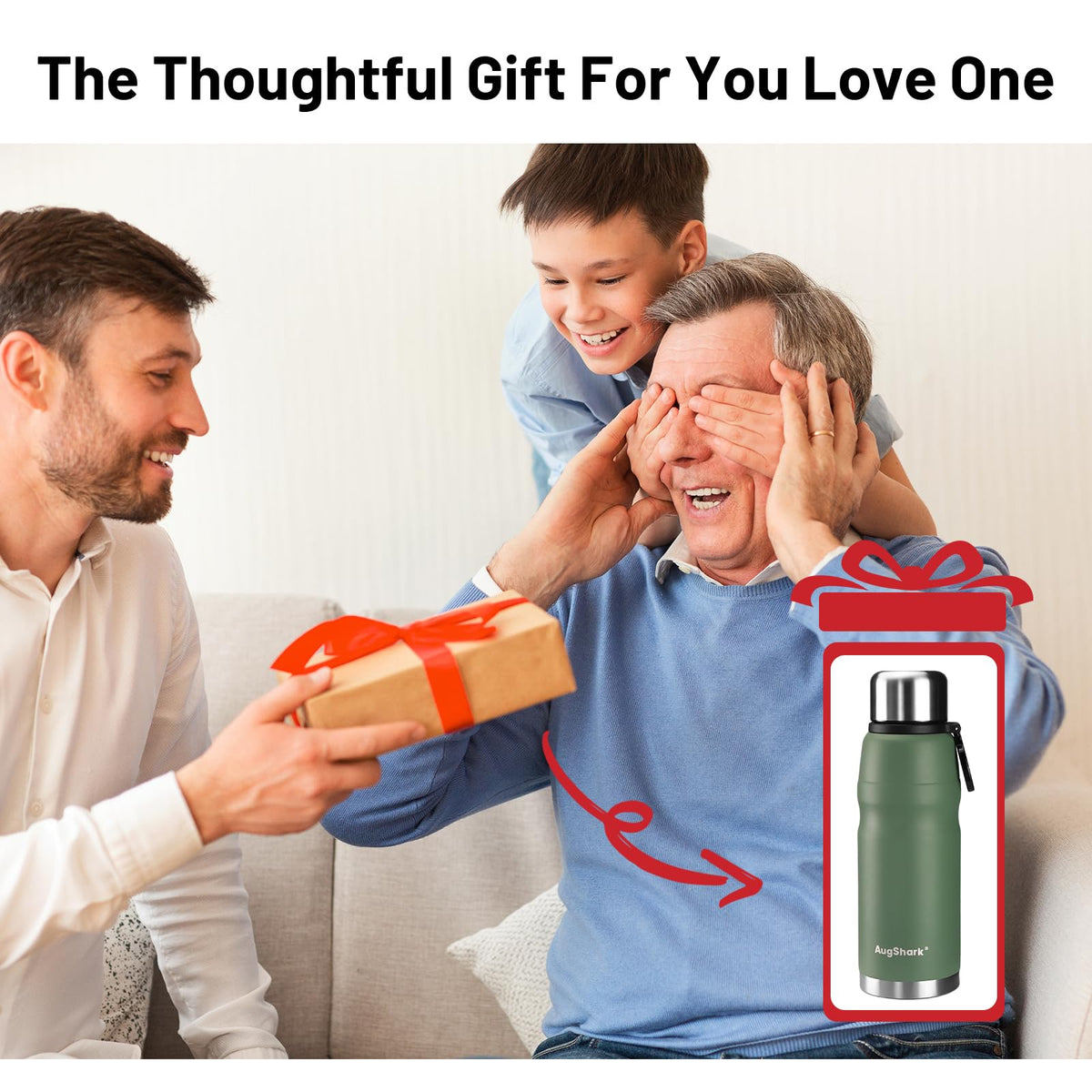 27oz Vacuum Insulated Stainless Steel Thermoses with Foldable Handle & Leakproof Lid (Green-27oz)