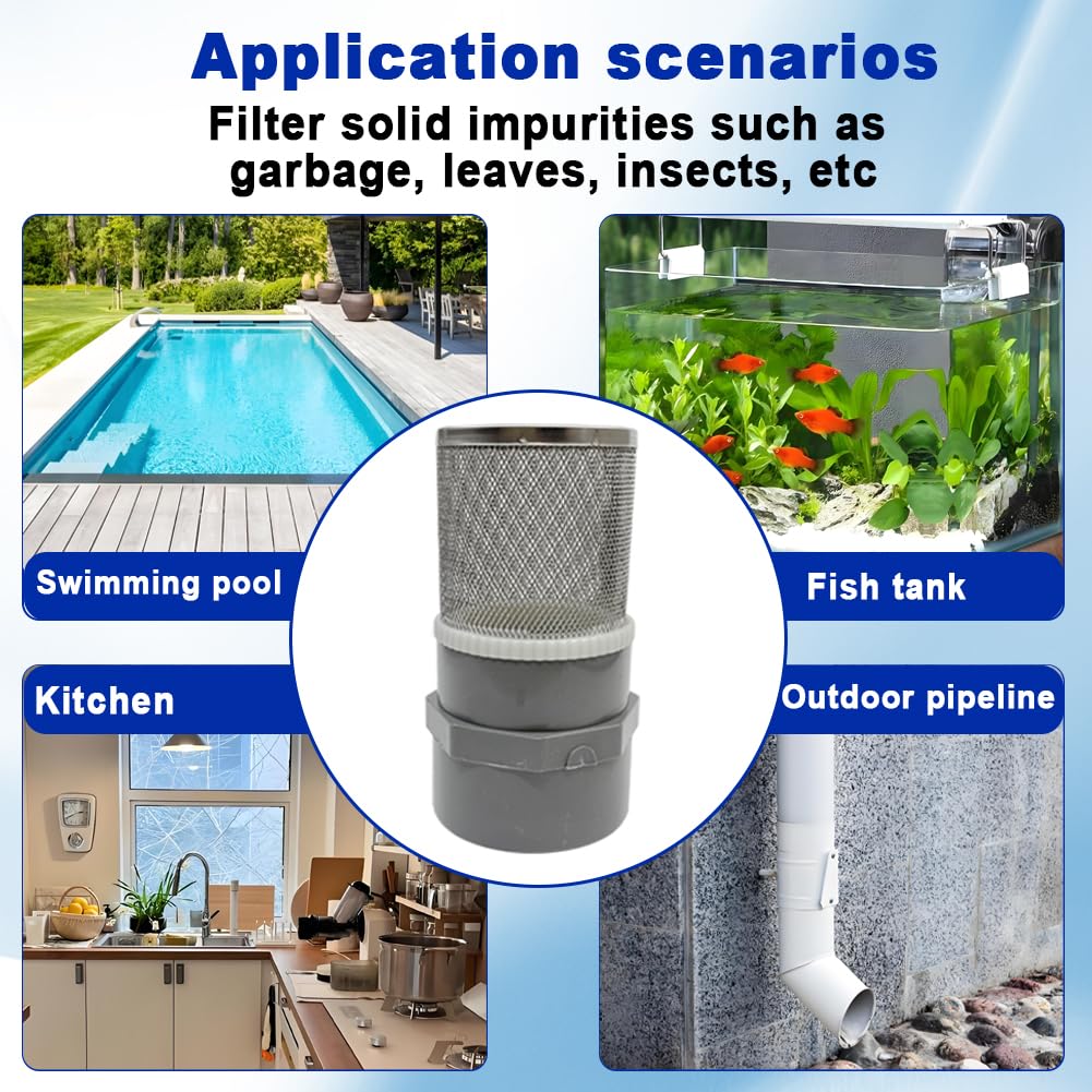 3 4" Stainless Steel Filter Cover Connected to 3 (3/4"DN20)