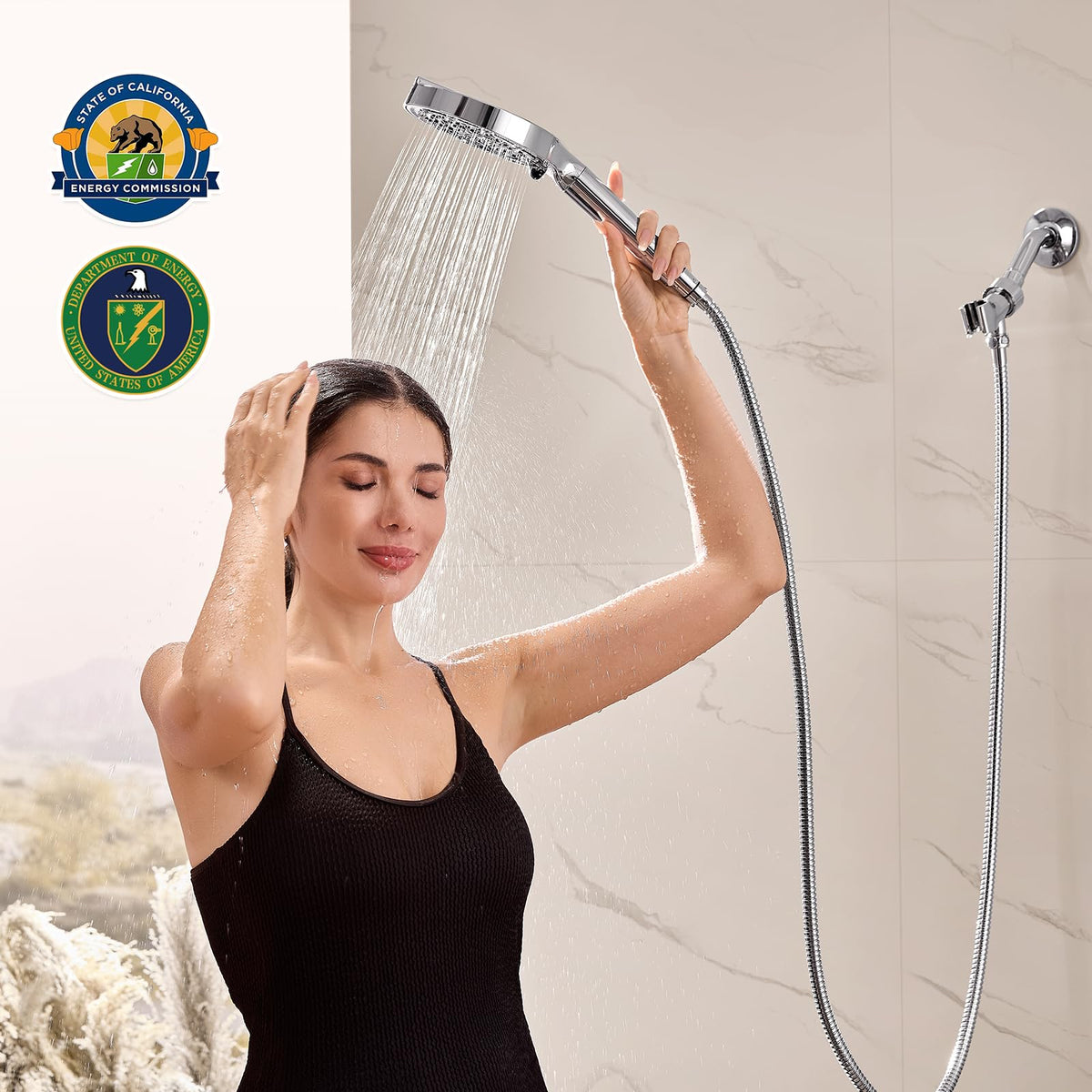 Handheld Shower Head (6 Setting Shower Head Set / Chrome)