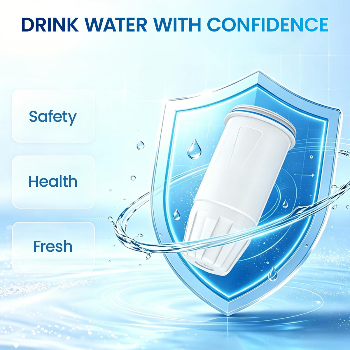 Water Filter Replacement fit for Zero Pitcher and Dispenser (White-4 Pack)