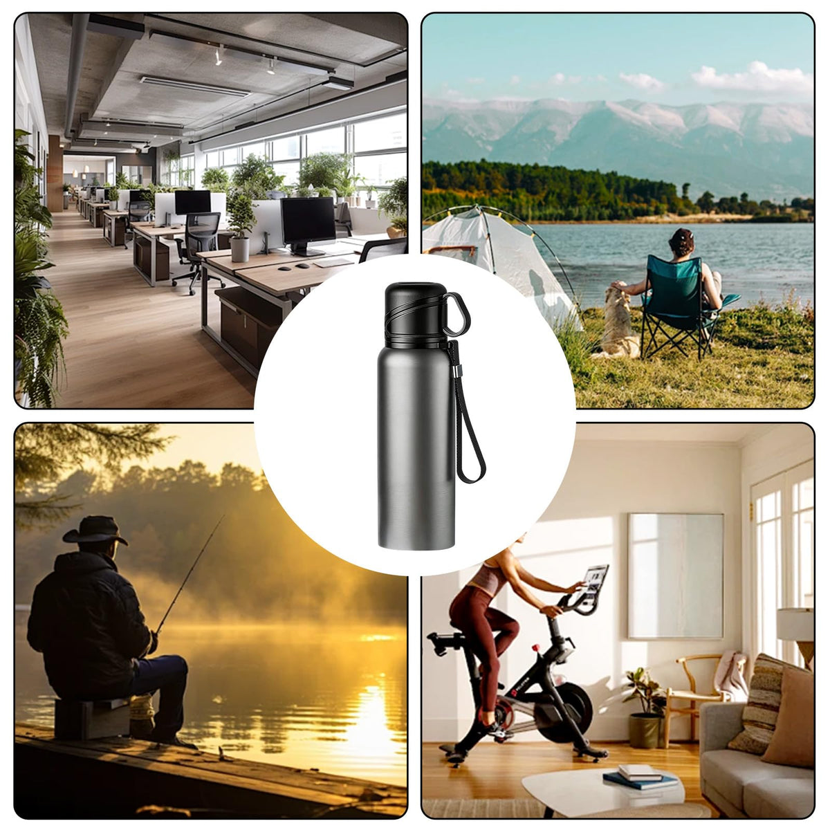 Double wall vacuum Leakproof stainless steel wide mouth insulated water bottle;tea tumbler with infuser (Silver-620ml)