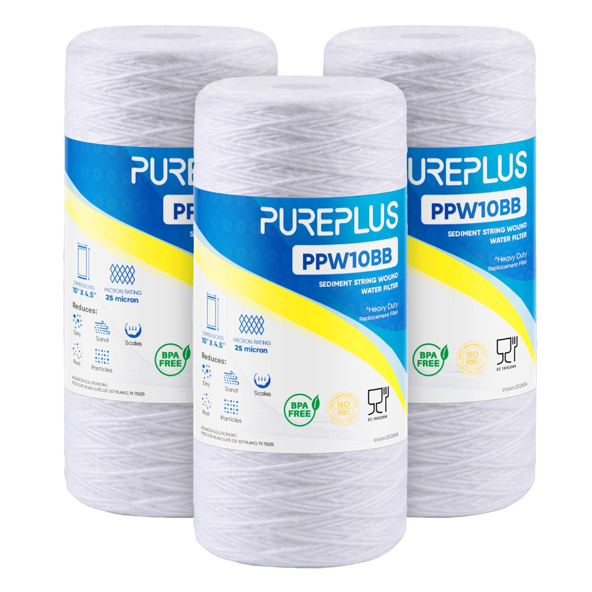 25 Micron 10 x 4.5 Whole House Water Filter for Well Water 3 Pack (25 Micron / 3 Count (Pack of 1))