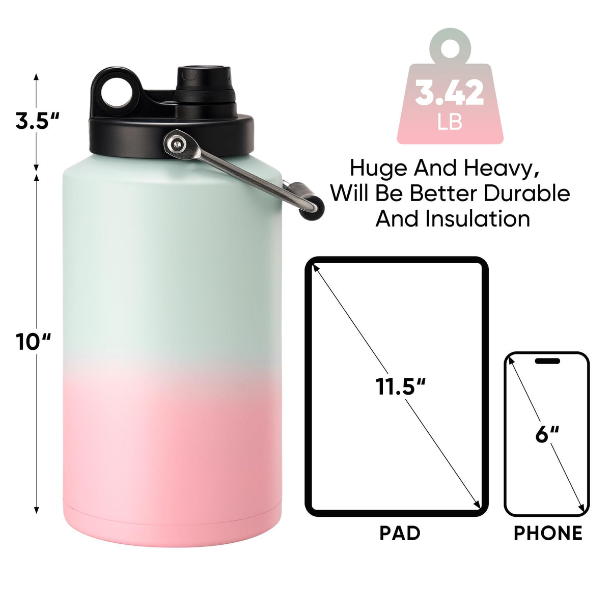 Insulated Gallon Jug with Handle (Tricolor)