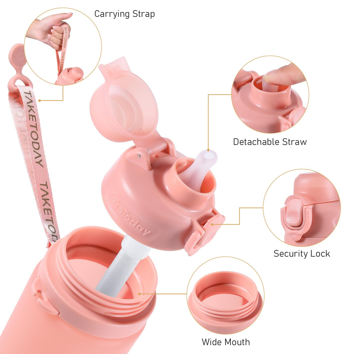 Collapsible Water Bottles with Straw for Travel (Cherry Breeze)