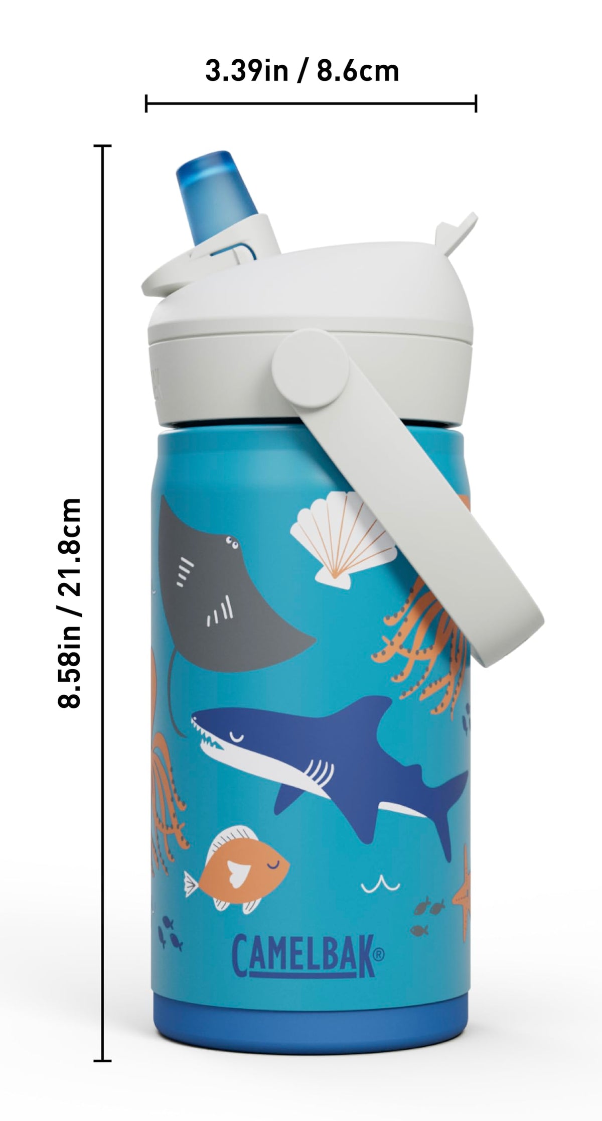 Thrive Flip Straw Kids Water Bottle 12oz (12 Ounces / Ocean Life)