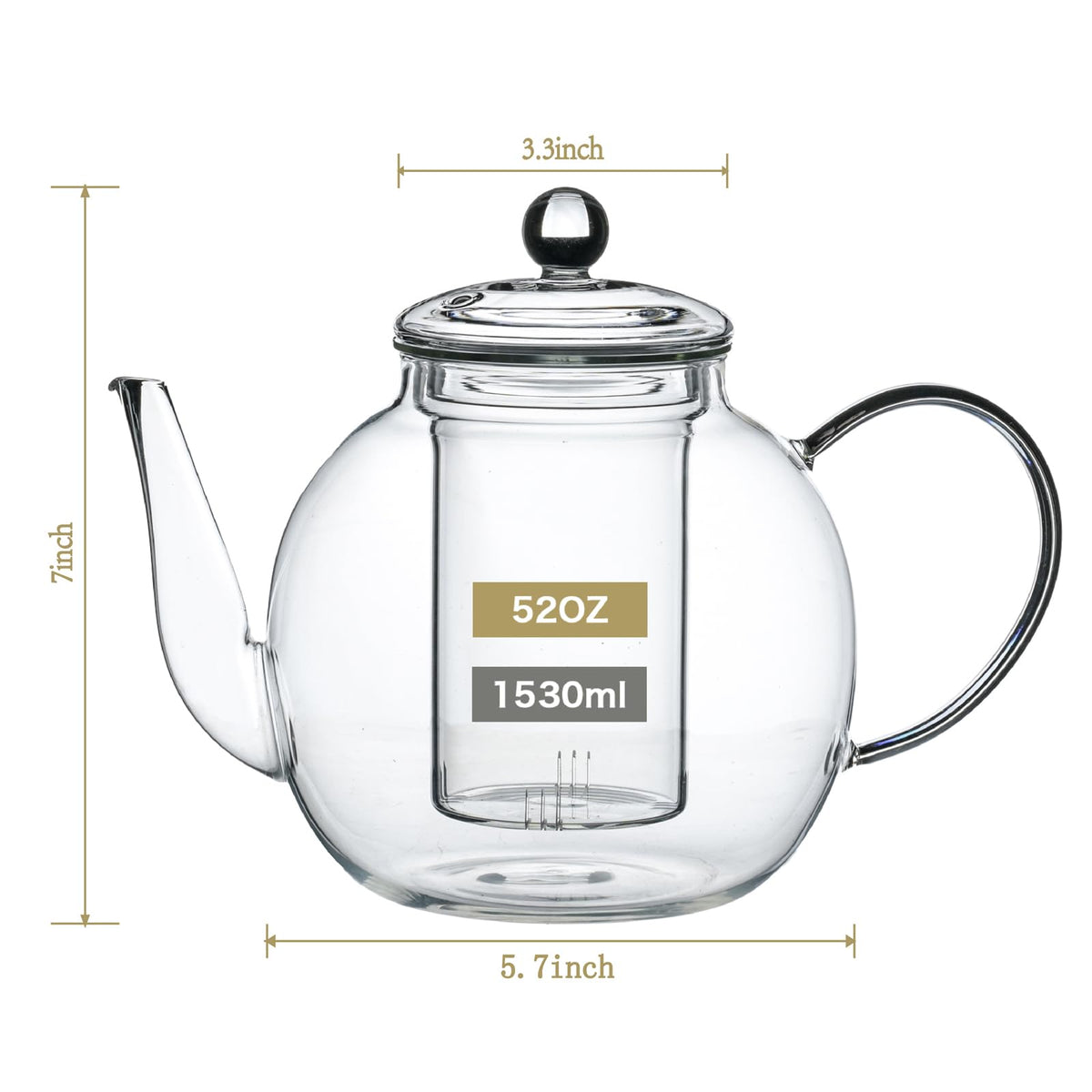 Large Glass Teapot with Infuser (52 Ounces)