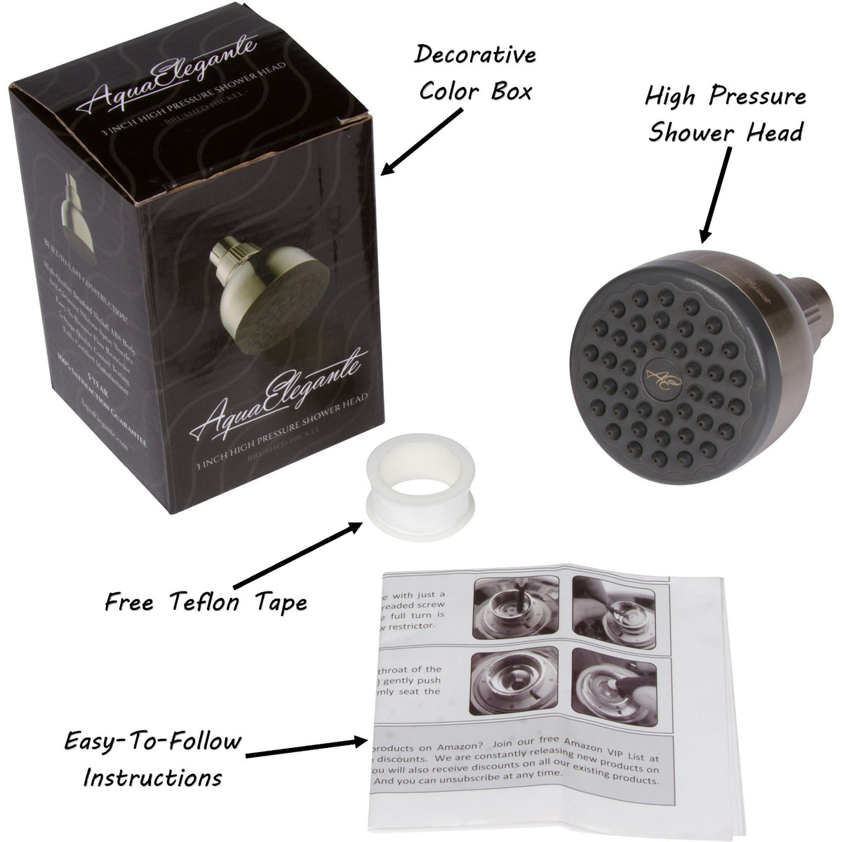High Pressure Shower Head (Brushed Nickel / 2.5 GPM)