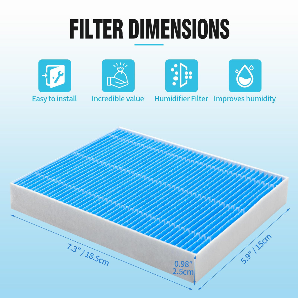 12pcs Wick Replacement Filter and 6pcsTop Fill Humidifier Replacement Filters Compatible with Superior 6000S Smart Evaporative Humidifier (12PACK / Blue)