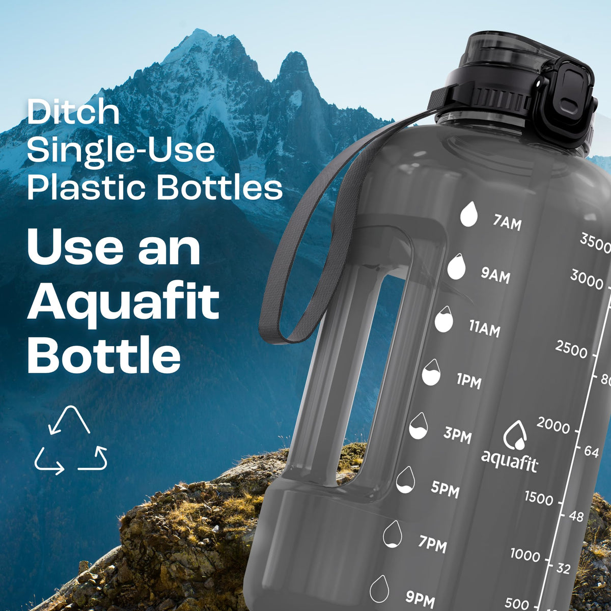 Gallon Water Bottle with Time Marker (Purple Haze / 128 Ounces)
