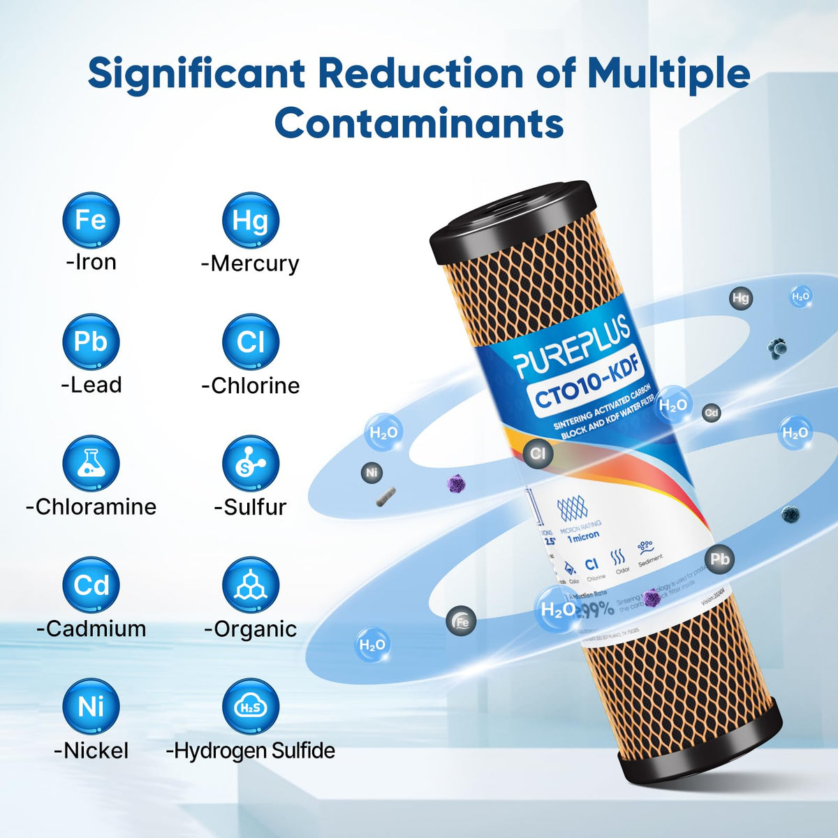2.5" x 10" Whole House Heavy Metal Removal Water Filter (3 Count (Pack of 1))