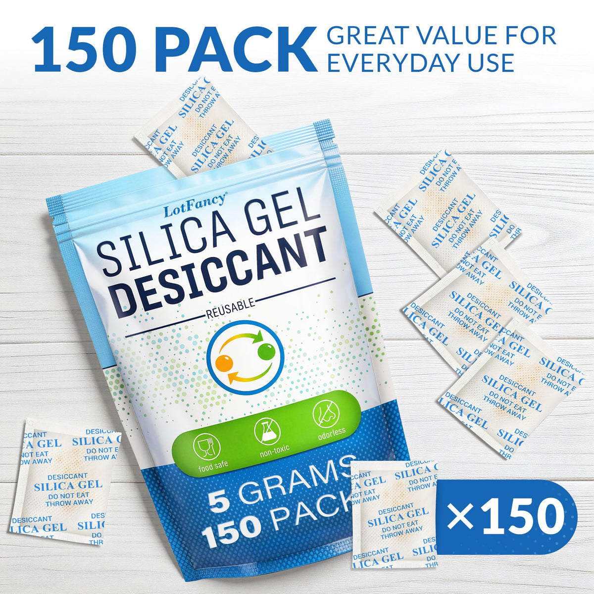 Silica Gel Packets 5 Gram 150 Pack (5 Gram-150 Packs)