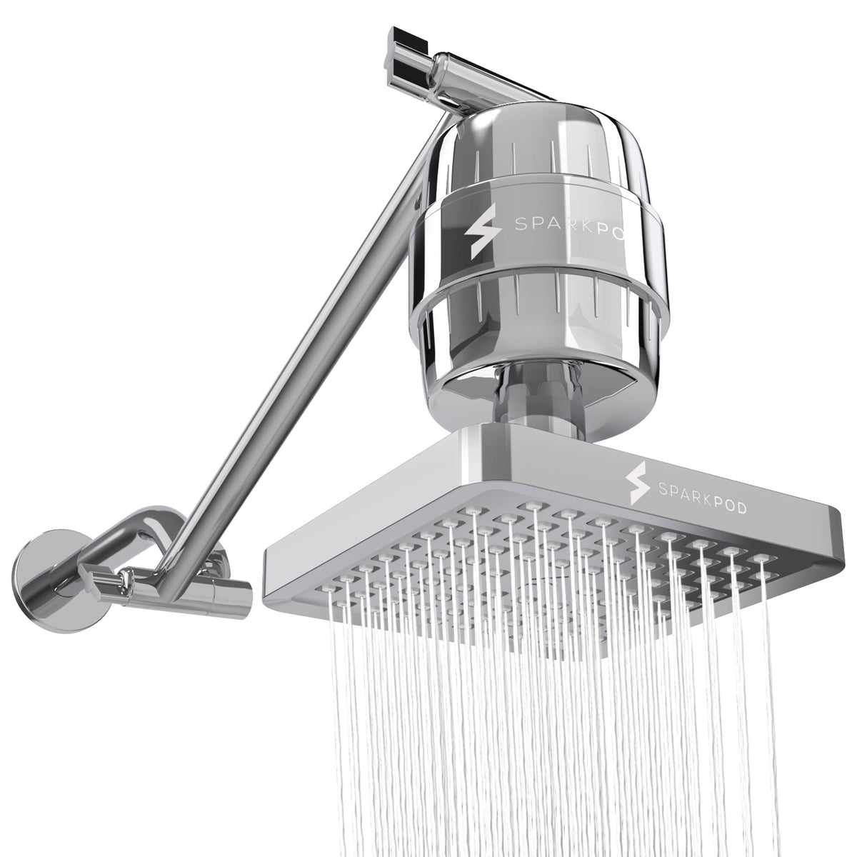 6" High Pressure Rain Shower Head with 23 Stage Filter Capsule & 11 Inch Adjustable Shower Arm Extension (1. Luxury Polished Chrome, Square)