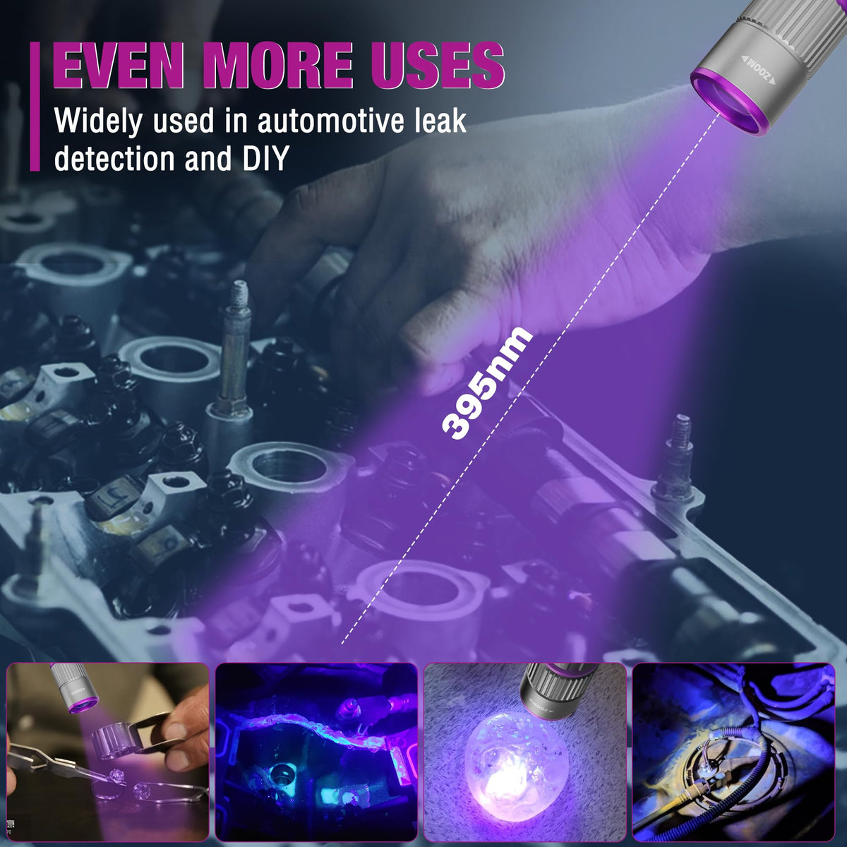 Rechargeable Pen Flashlight with UV and White Light (Gray)