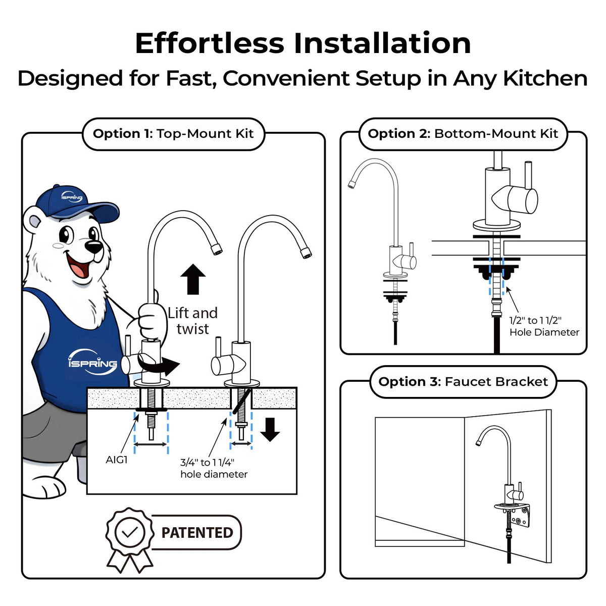 US31-PF 3-Stage Under Sink Water Filter System with Faucet, 1 Year