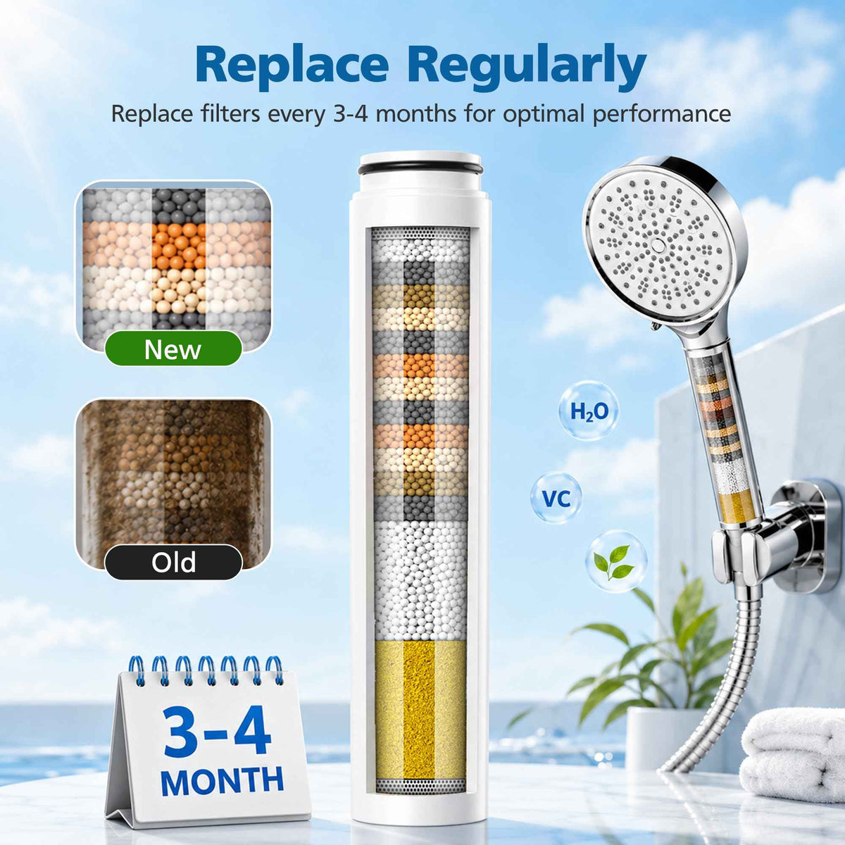 4 Pack Shower Replacement Filters for Cobbe Handheld Shower Head #CF1101 (White-Standard)