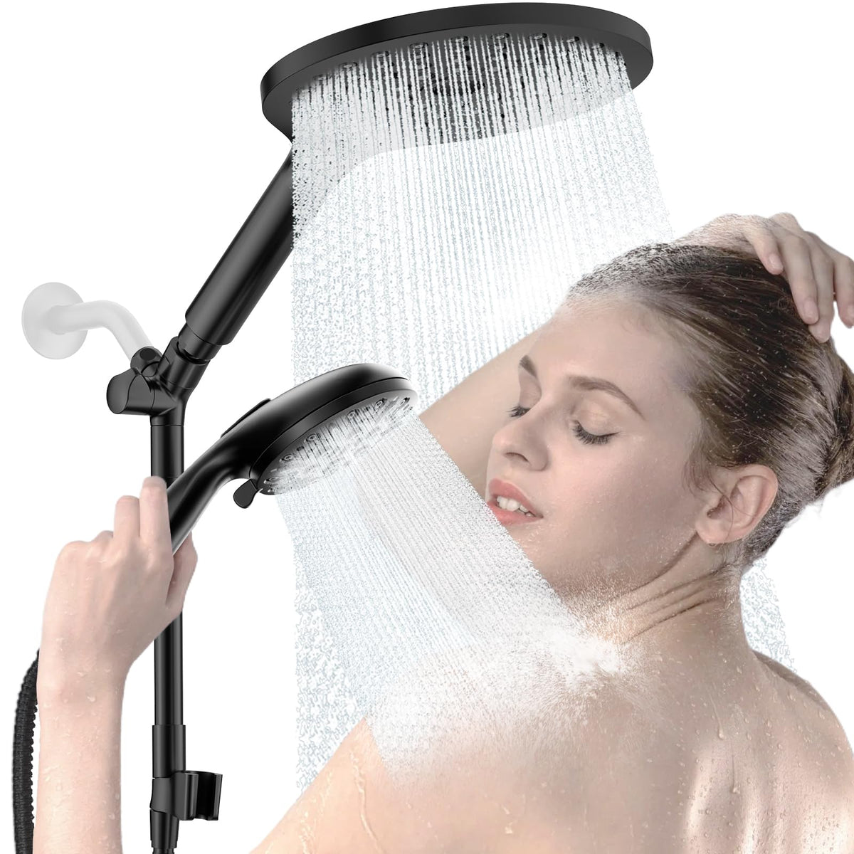 High Pressure Dual Shower Head with Handheld Spray Combo (Matte Black)