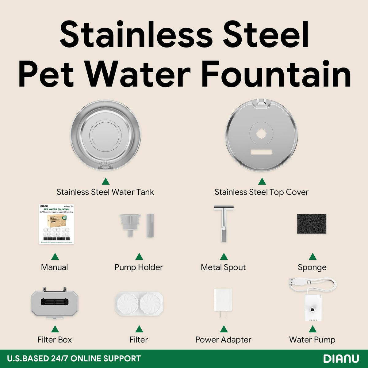 Stainless Steel Cat Water Fountain