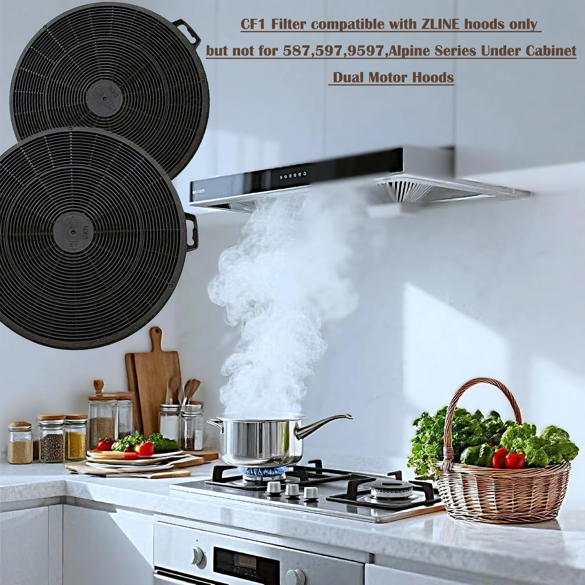8 Pack CF1 Range Hood Carbon Filters Compatible for Zline KB