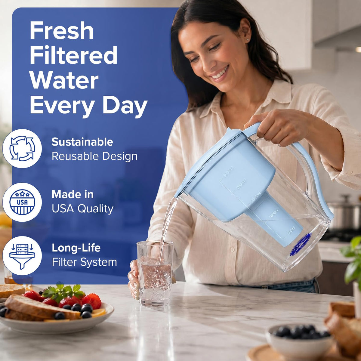 Water Filter Pitcher (Blue)